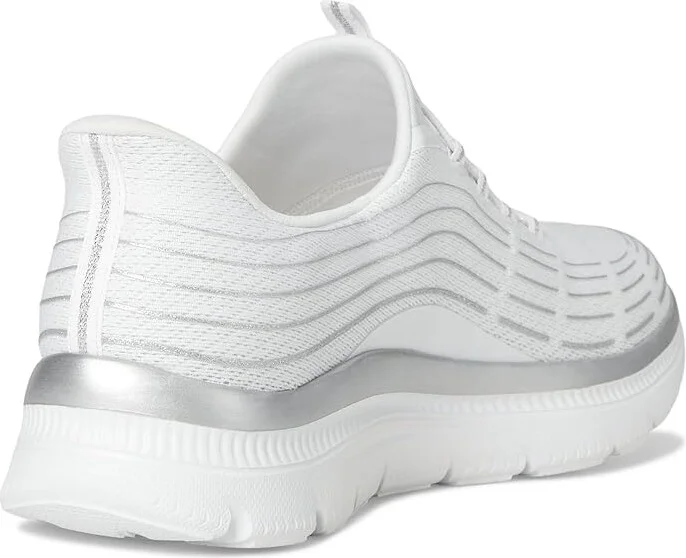 SKECHERS Summits Plus Hands Free Slip-INS Women's Shoes White Silver : 7.5 B - Medium, Synthetic - Image 4