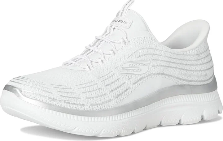 SKECHERS Summits Plus Hands Free Slip-INS Women's Shoes White Silver : 7.5 B - Medium, Synthetic - Image 5
