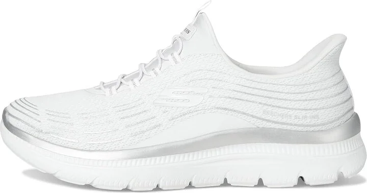 SKECHERS Summits Plus Hands Free Slip-INS Women's Shoes White Silver : 7.5 B - Medium, Synthetic - Image 6