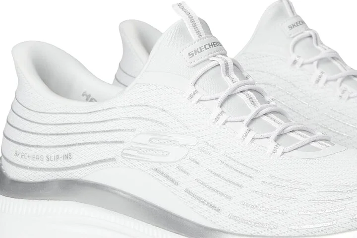 SKECHERS Summits Plus Hands Free Slip-INS Women's Shoes White Silver : 7.5 B - Medium, Synthetic - Image 7
