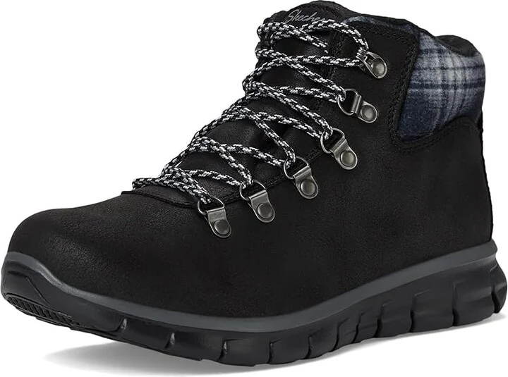 SKECHERS Synergy - Plaid Mood Women's Boots Black : 6 B - Medium, Faux Fur/Lace/Rubber - Image 5