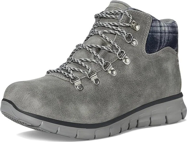 SKECHERS Synergy - Plaid Mood Women's Boots Charcoal : 9.5 B - Medium, Faux Fur/Lace/Rubber - Image 5