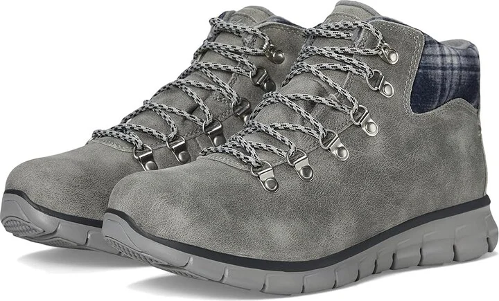 SKECHERS Synergy - Plaid Mood Women's Boots Charcoal : 9.5 B - Medium, Faux Fur/Lace/Rubber