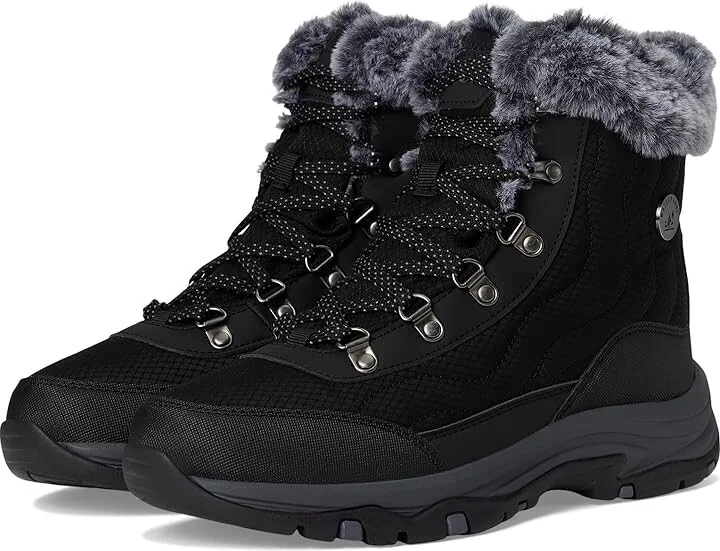 SKECHERS Trego - Stormie Women's Rain Boots Black/Black : 7.5 B - Medium, Rubber/Textile