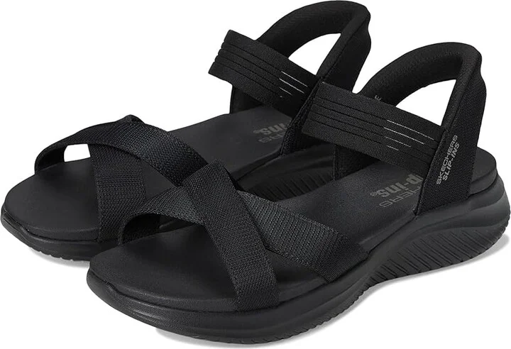 SKECHERS Ultra Flex 3.0 - Never Netter Hands Free Slip-Ins Women's Sandals Black/Black : 5 B - Medium, Rubber/Synthetic