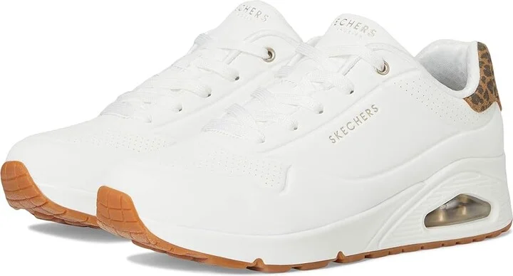 SKECHERS Uno - Jungle Nite Women's Shoes White/Leopard : 7.5 B - Medium, Synthetic