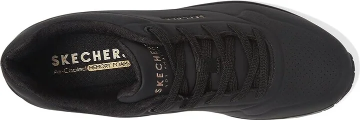 SKECHERS Uno - Stand On Air Women's Shoes Black/Black : 5.5 B - Medium, Leather/Synthetic - Image 2