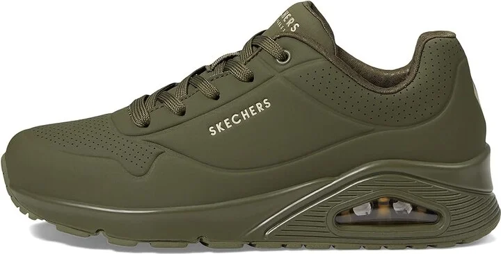 SKECHERS Uno - Stand On Air Women's Shoes Olive : 5 B - Medium, Leather/Synthetic - Image 6