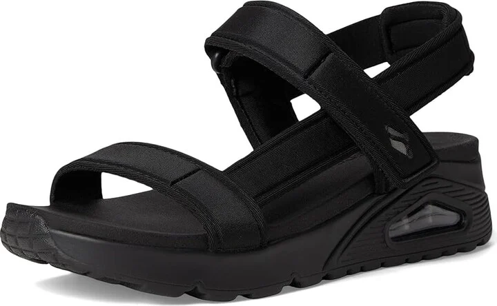 SKECHERS Uno - Summer Stand2 Women's Sandals Black/Black : 9 B - Medium, Leather/Rubber - Image 5