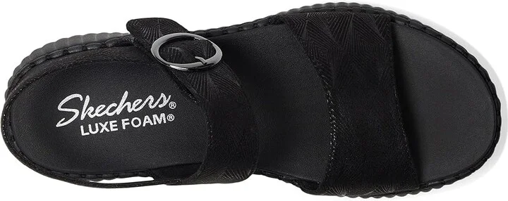 SKECHERS Wilshire Boulevard - Illusion Of Love Women's Sandals Black/Black : 7 B - Medium, Rubber/Suede - Image 2