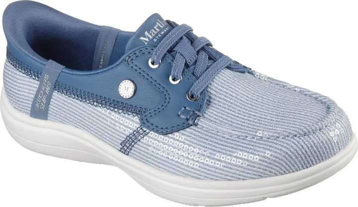 Skechers Women's Martha Stewart On-The-Go Flex Radiant Hands Free Slip-ins Sequin Boat Shoe