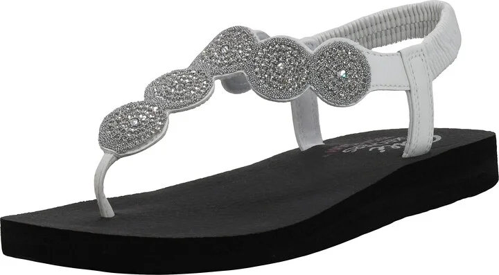 Skechers Women's Meditation-Stars & Sparkle-Circular Rhinestone Slingback Thong Flip-Flop