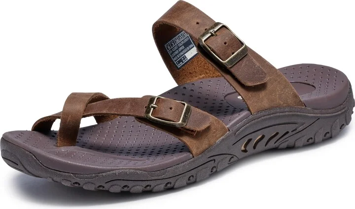 Skechers Women's Reggae-Carribean-Double Buckle Toe Thong Slide Sandal