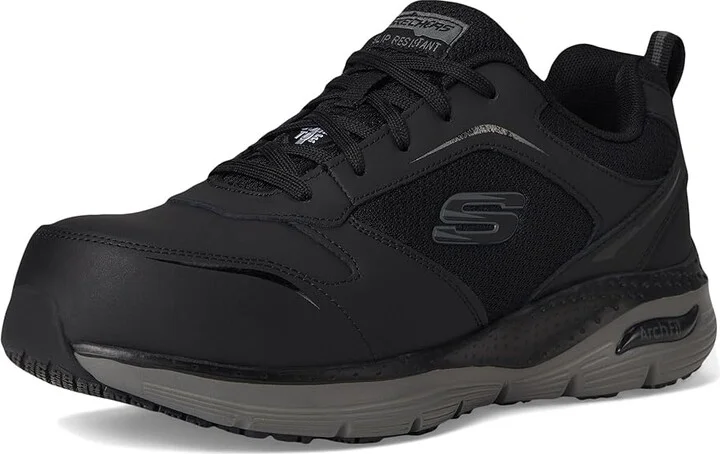 SKECHERS Work Arch Fit SR Comp Toe Men's Shoes Black/Charcoal : 9 D - Medium, Textile/Synthetic/Leather - Image 5