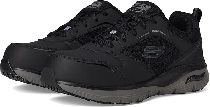 SKECHERS Work Arch Fit SR Comp Toe Men's Shoes Black/Charcoal : 9 D - Medium, Textile/Synthetic/Leather