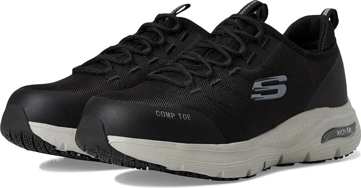 SKECHERS Work Arch Fit SR Composite Toe Women's Shoes Black/Gray : 5 B - Medium, Textile/Synthetic