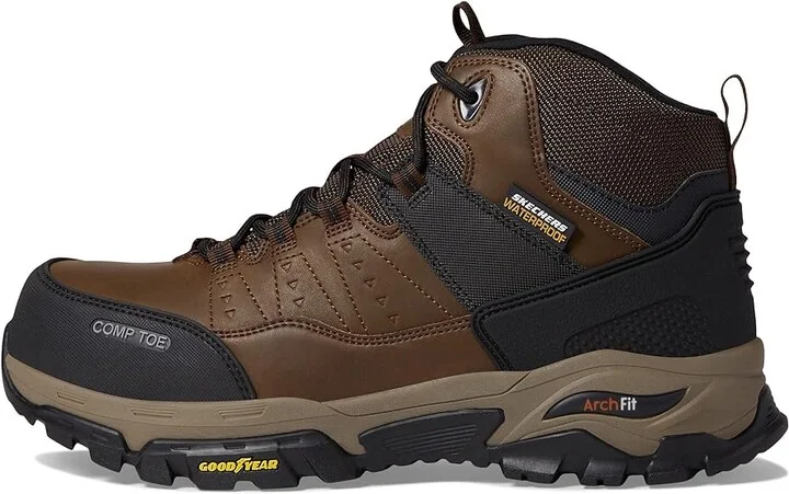 SKECHERS Work Arch Fit Tarver Comp Toe Men's Work Boots Brown : 7 D - Medium, Synthetic - Image 6