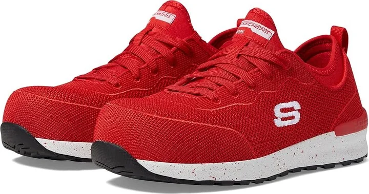 SKECHERS Work Bulkin - Balran Comp Toe Women's Shoes Red : 7.5 B - Medium, Textile