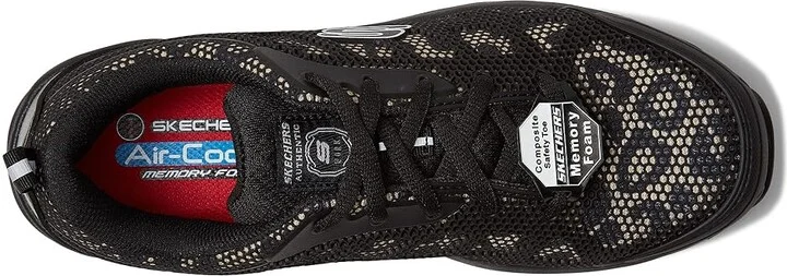 SKECHERS Work Bulklin - Lyndale Composite Toe Women's Shoes Black/Leopard : 7.5 B - Medium, Textile/Synthetic - Image 2