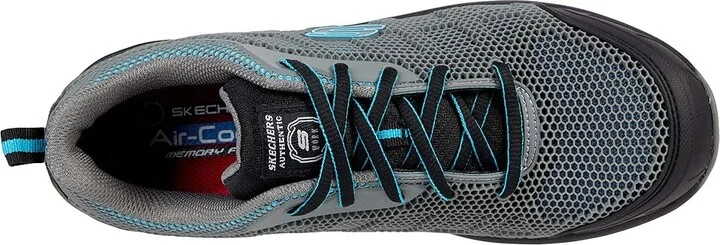 SKECHERS Work Bulklin - Lyndale Composite Toe Women's Shoes Gray/Aqua : 7 B - Medium, Textile/Synthetic - Image 2