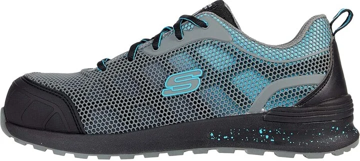 SKECHERS Work Bulklin - Lyndale Composite Toe Women's Shoes Gray/Aqua : 7 B - Medium, Textile/Synthetic - Image 6