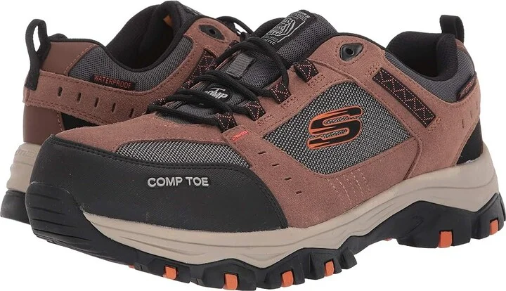SKECHERS Work Greetah Comp Toe Men's Shoes Brown/Black : 10 D - Medium, Suede