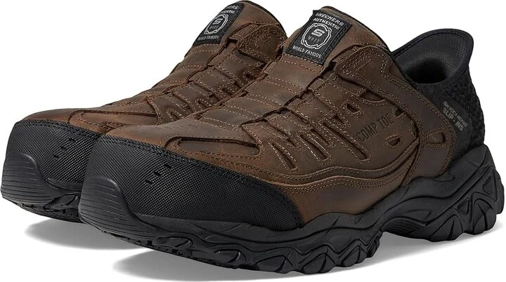SKECHERS Work Holdredge - Ryker Comp Toe Men's Work Boots Brown : 7 E - Wide, Leather