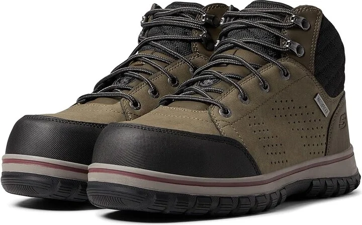 SKECHERS Work Mccoll Comp Toe Women's Shoes Green/Black 1 : 7 B - Medium, Leather