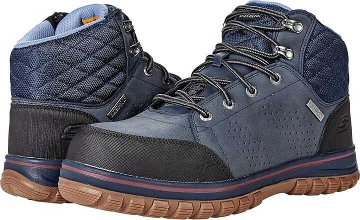 SKECHERS Work Mccoll Comp Toe Women's Shoes Navy/Black : 7 B - Medium, Leather