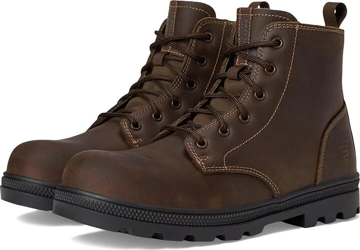 SKECHERS Work Rotund - Finnen Carbon Nano Comp Toe Women's Boots Brown : 7 B - Medium, Synthetic