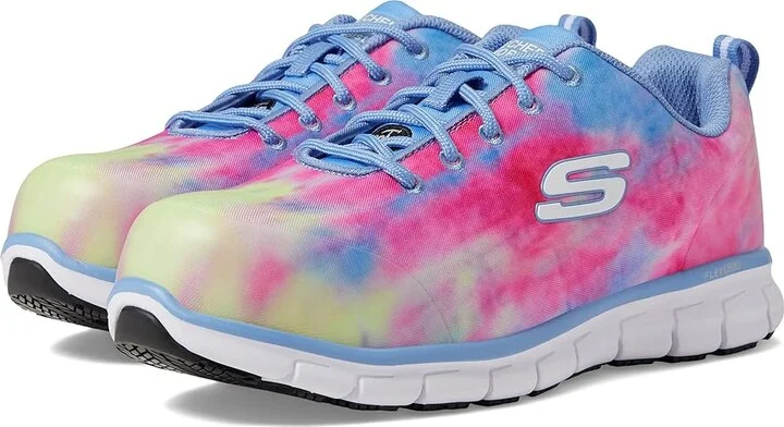SKECHERS Work Sure Track Comp Toe Women's Shoes Blue/Multi : 7 B - Medium, Textile/Synthetic