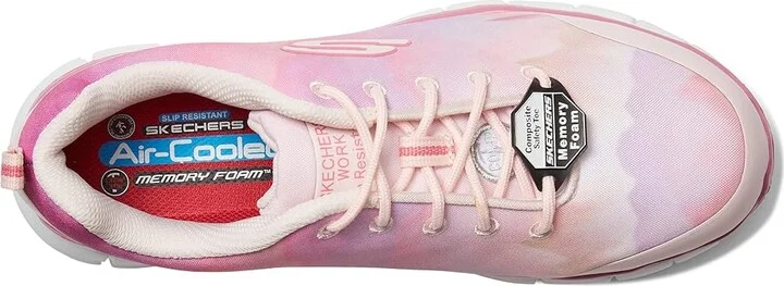 SKECHERS Work Sure Track Comp Toe Women's Shoes Pink/Multi : 7 B - Medium, Textile/Synthetic - Image 2