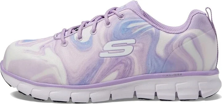 SKECHERS Work Sure Track Comp Toe Women's Shoes Purple/White : 7 B - Medium, Textile/Synthetic - Image 6
