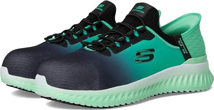 SKECHERS Work Tilido - Ombray Comp Toe Women's Work Boots Black/Teal : 5 C - Medium, Synthetic/Textile