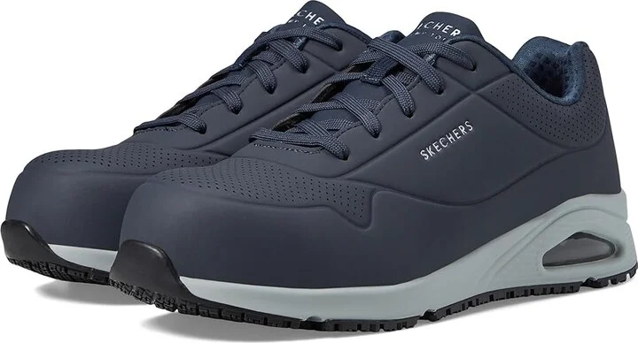 SKECHERS Work Uno SR - Doltin Comp Toe Men's Shoes Navy/Gray : 11 D - Medium, Synthetic