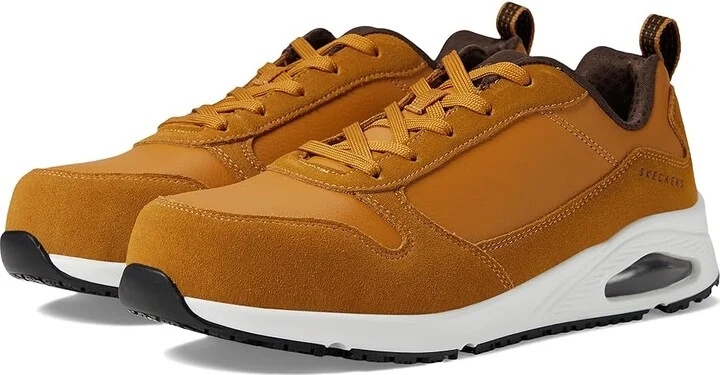 SKECHERS Work Uno SR - Kolen Comp Toe Men's Shoes Wheat : 9 D - Medium, Leather/Suede