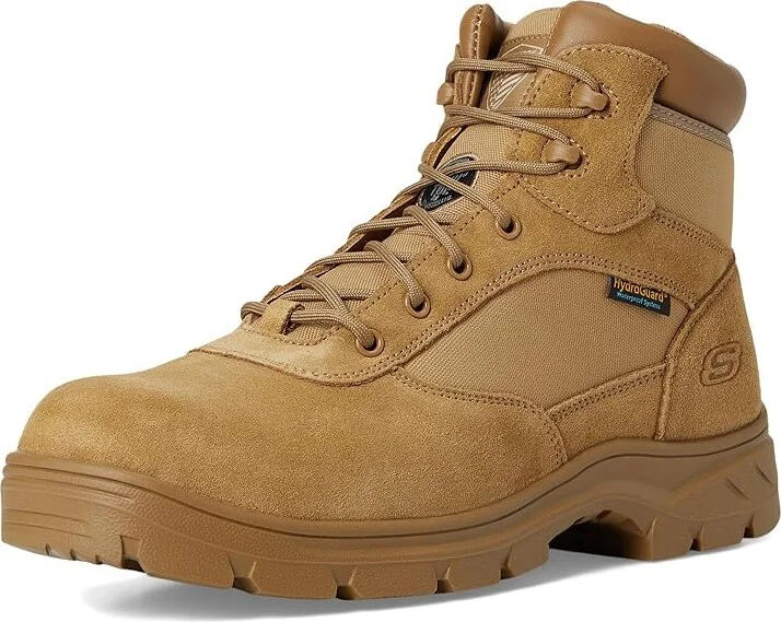 SKECHERS Work Wascana - Baylan Comp Toe Boots Men's Work Boots Camel : 7 D - Medium, Suede - Image 5