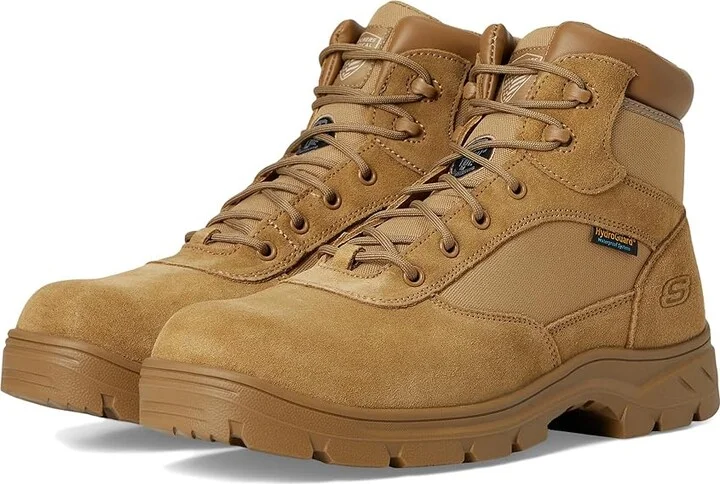 SKECHERS Work Wascana - Baylan Comp Toe Boots Men's Work Boots Camel : 7 D - Medium, Suede