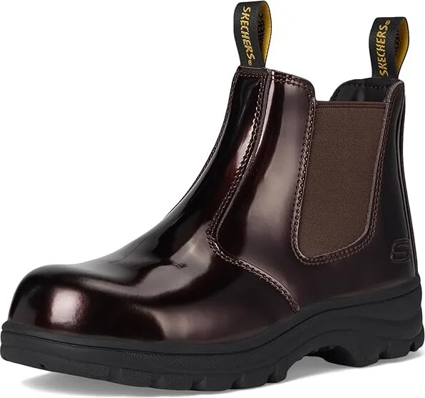 SKECHERS Work Workshire Comp Toe - Sohlei Women's Work Boots Burgundy : 10 M, Leather - Image 5