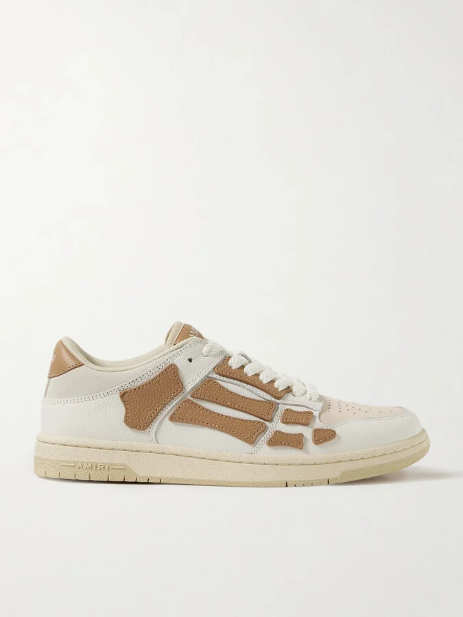 Skel-Top Appliquéd Leather and Suede Sneakers