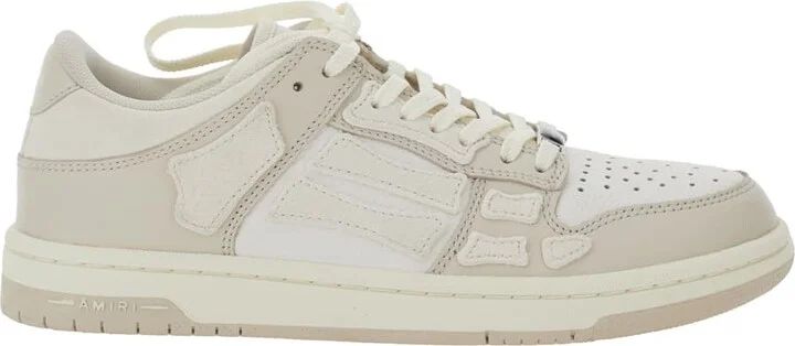 'skel Top Low' Beige Sneakers With Logo Patch On Thetongue And Contrasting Details On The Side In Leather Woman
