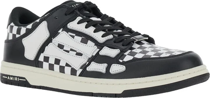 'skel Top Low' Black And White Bi-color Sneakers With Skeleton Patch With Check Motif In Leather Man - Image 2