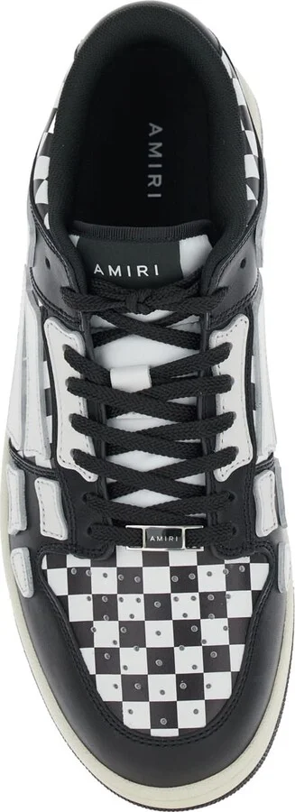 'skel Top Low' Black And White Bi-color Sneakers With Skeleton Patch With Check Motif In Leather Man - Image 4