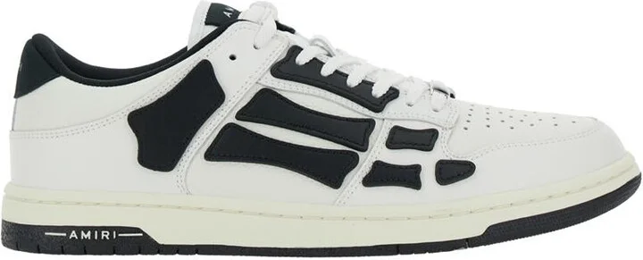 'Skel Top Low' Black And White Sneakers With Logo Patch On Thetongue And Contrasting Details On The Side In Leather Man