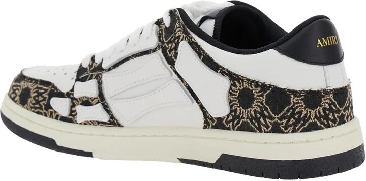 'skel Top Low' Black Sneaker With Skeleton Applications And All-over Logo Print In Leather Man - Image 3