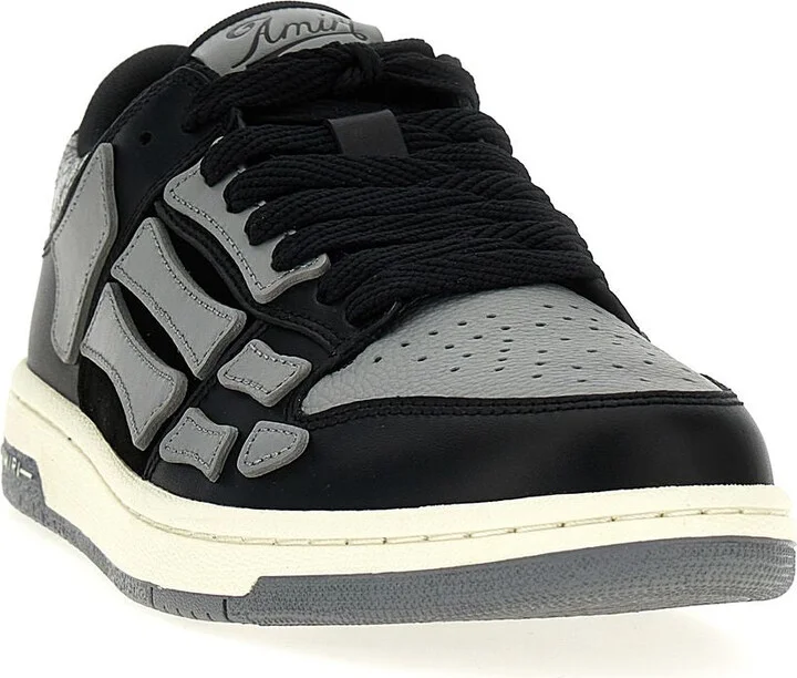 'Skel Top Low' Black Sneakers With Skeleton Patch In Leather Man - Image 2