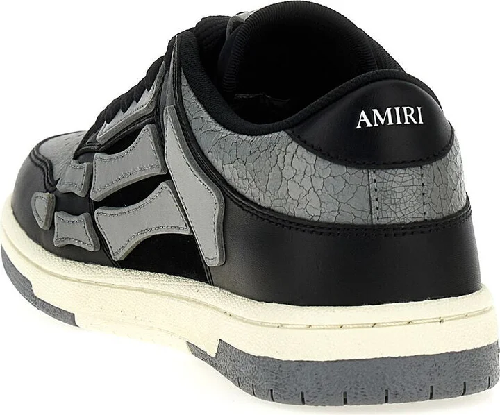 'Skel Top Low' Black Sneakers With Skeleton Patch In Leather Man - Image 3