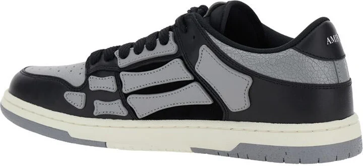 'Skel Top Low' Black Sneakers With Skeleton Patch In Leather Man - Image 3