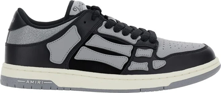 'skel Top Low' Black Sneakers With Skeleton Patch In Leather Man