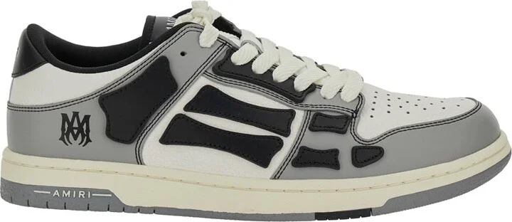 'skel Top Low' Grey Sneakers With Logo Patch On Thetongue And Contrasting Details On The Side In Leather Man